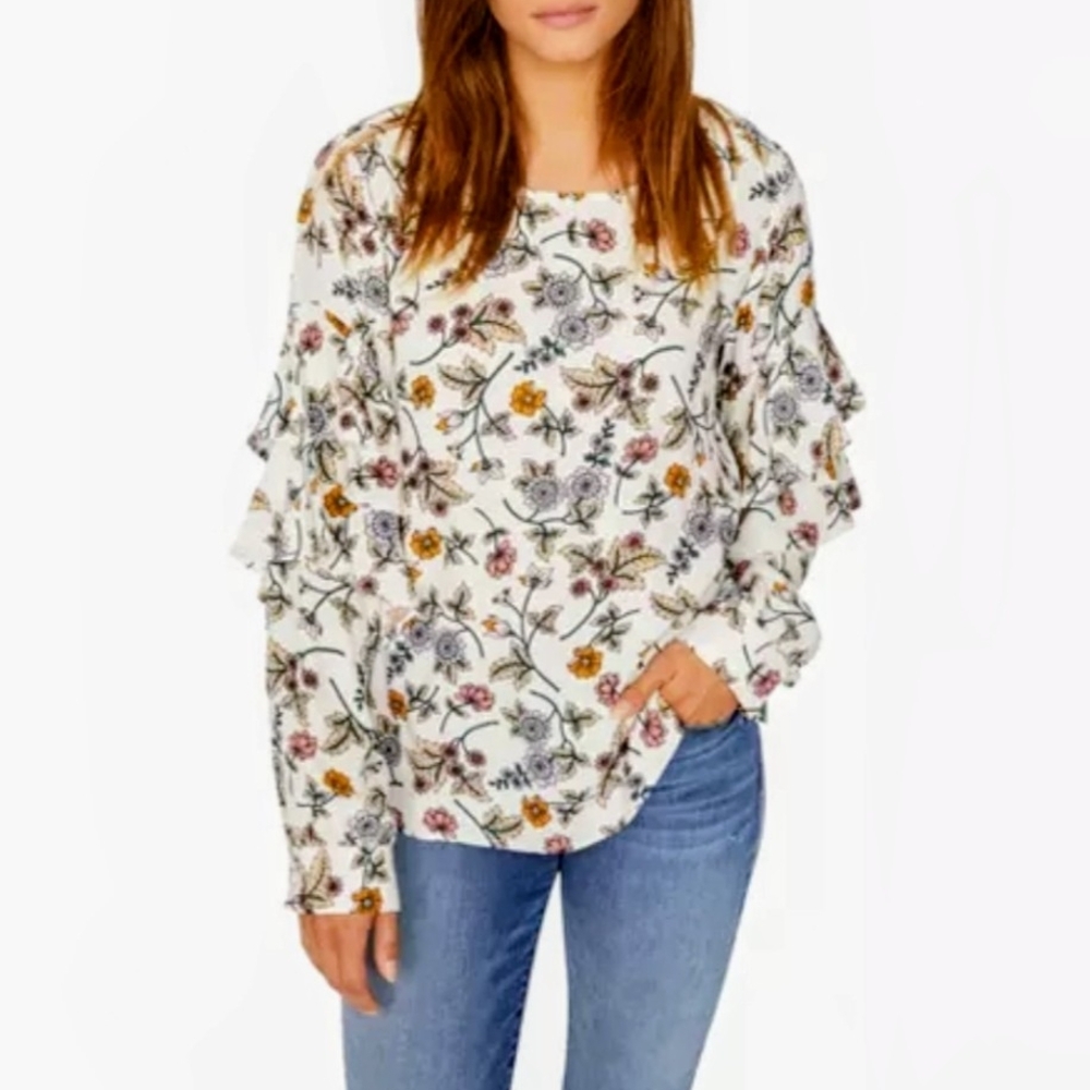 Sanctuary Tilly Flounce Floral Ruffle Sleeve Blouse